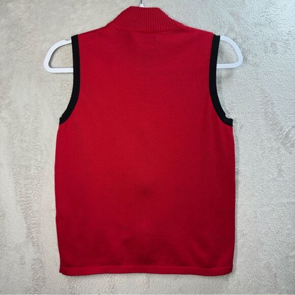 Christopher & Banks Zip Up Knit Holiday Sweater Vest Red Snowflake Size SP - Picture 6 of 9